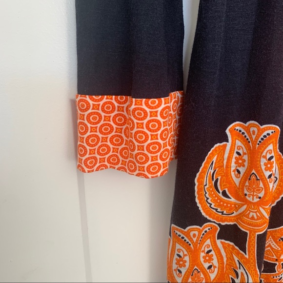 Anthropologie Eva Franco Chandelier Knit Tunic Swing Dress Navy/Orange Sz 4 - Picture 7 of 8